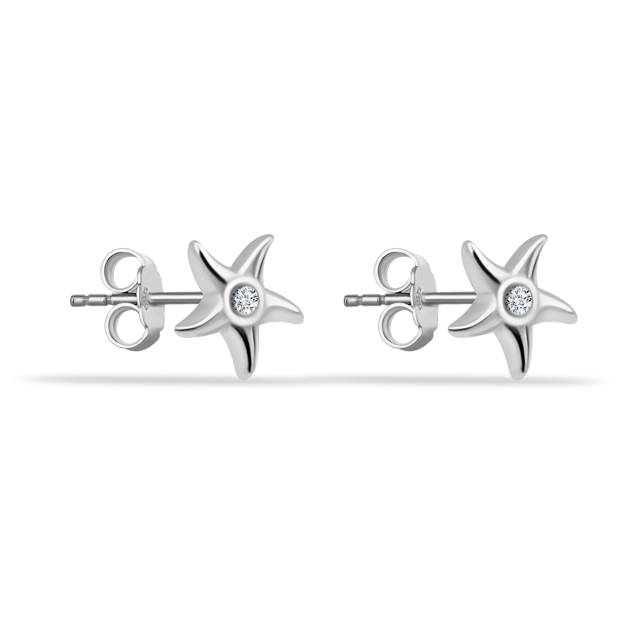 14 Ayar Altın Taşlı Kalpli Yıldız Sallantılı Minimal Tragus Piercing - Dianora Piercing