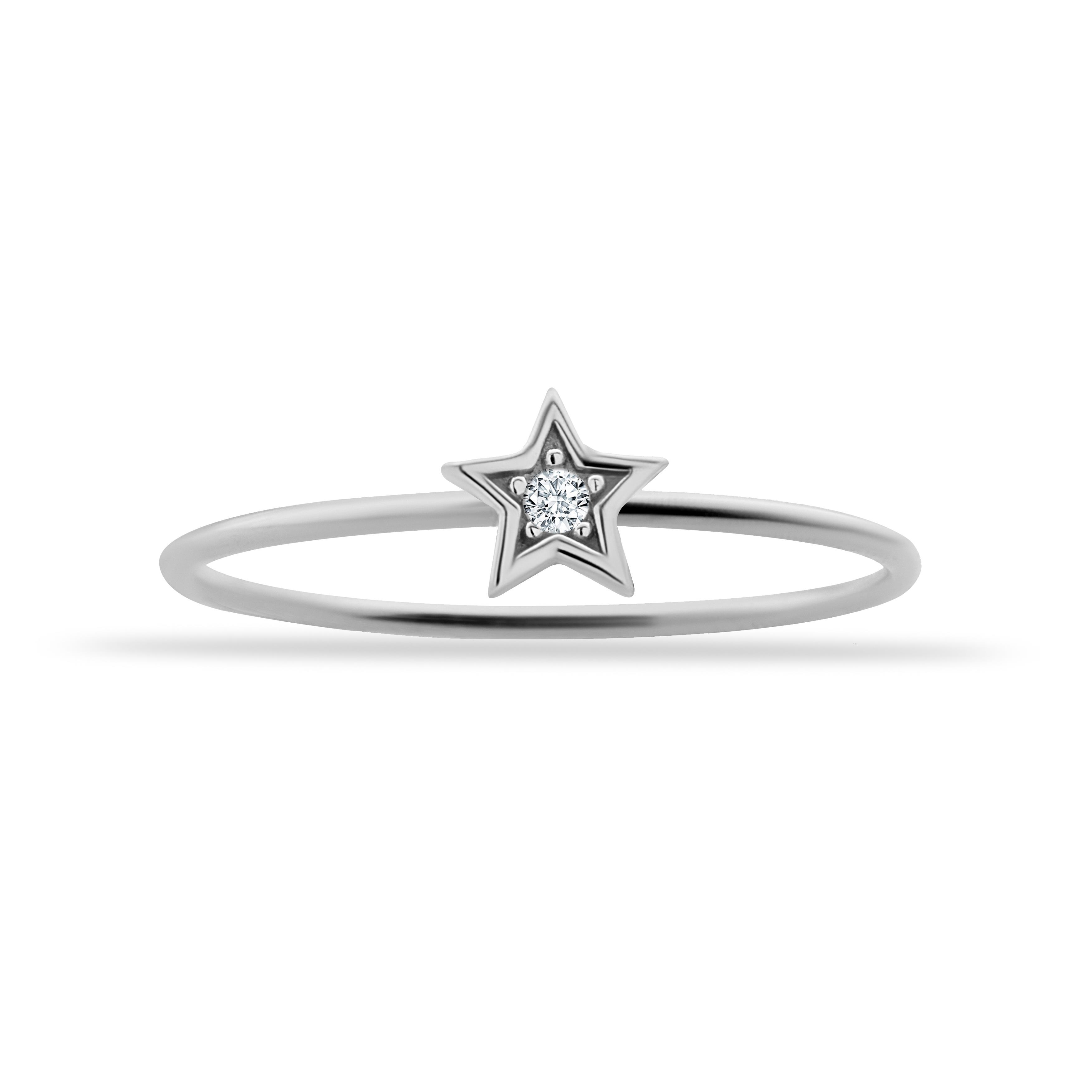 14 Ayar Altın Taşlı Kalpli Yıldız Sallantılı Minimal Tragus Piercing - Dianora Piercing