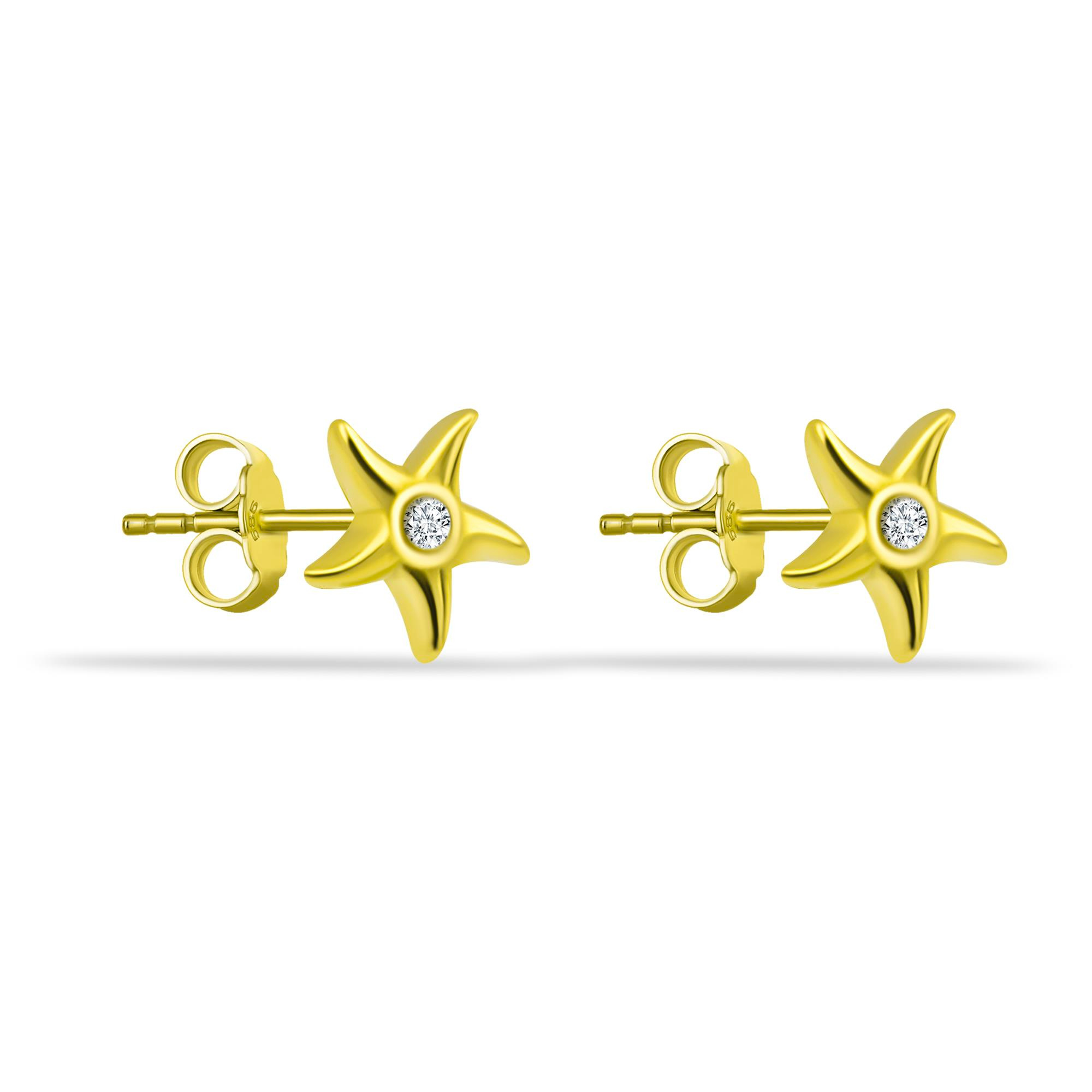 14 Ayar Altın Taşlı Kalpli Yıldız Sallantılı Minimal Tragus Piercing - Dianora Piercing