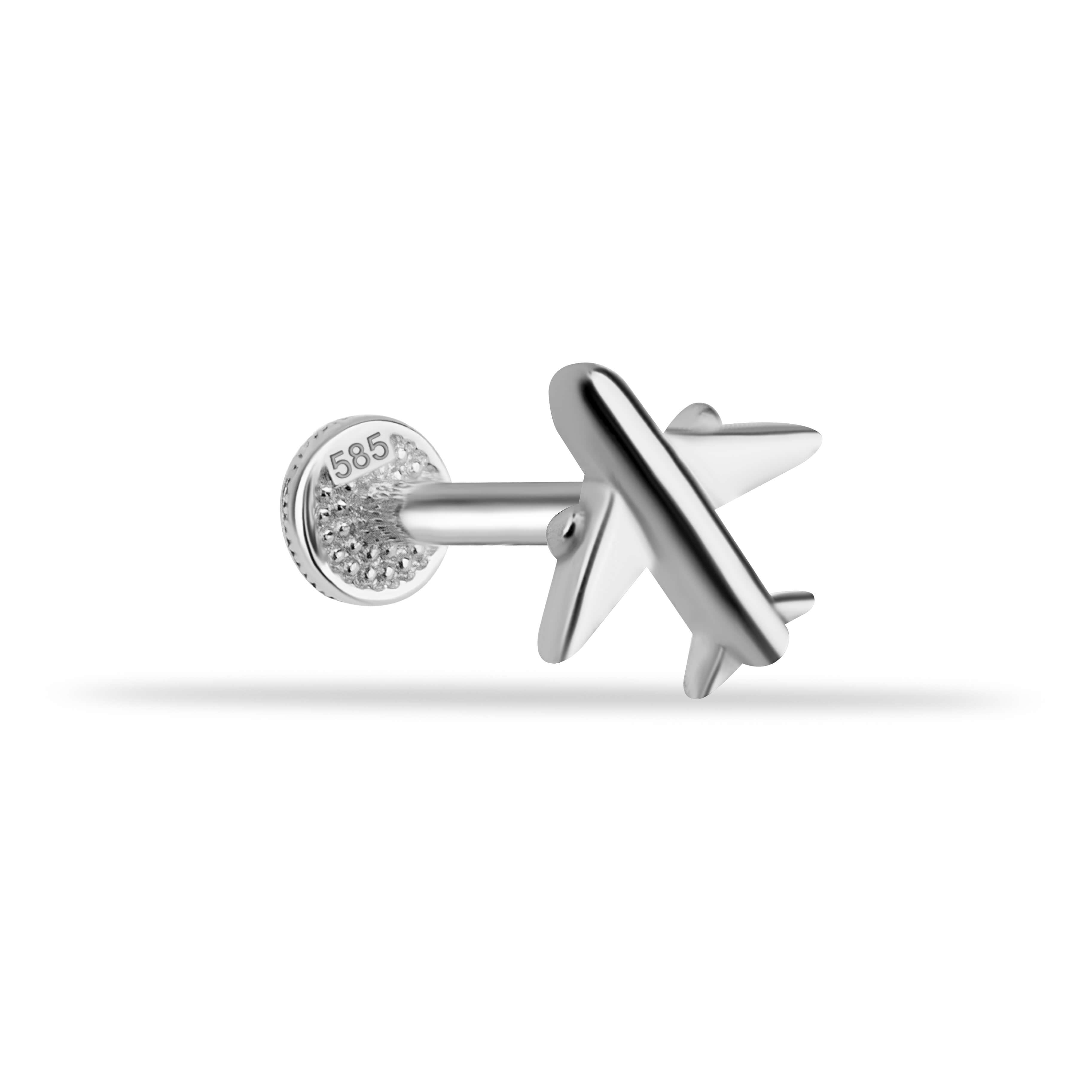 14 Ayar Altın Taşlı Kalpli Yıldız Sallantılı Minimal Tragus Piercing - Dianora Piercing