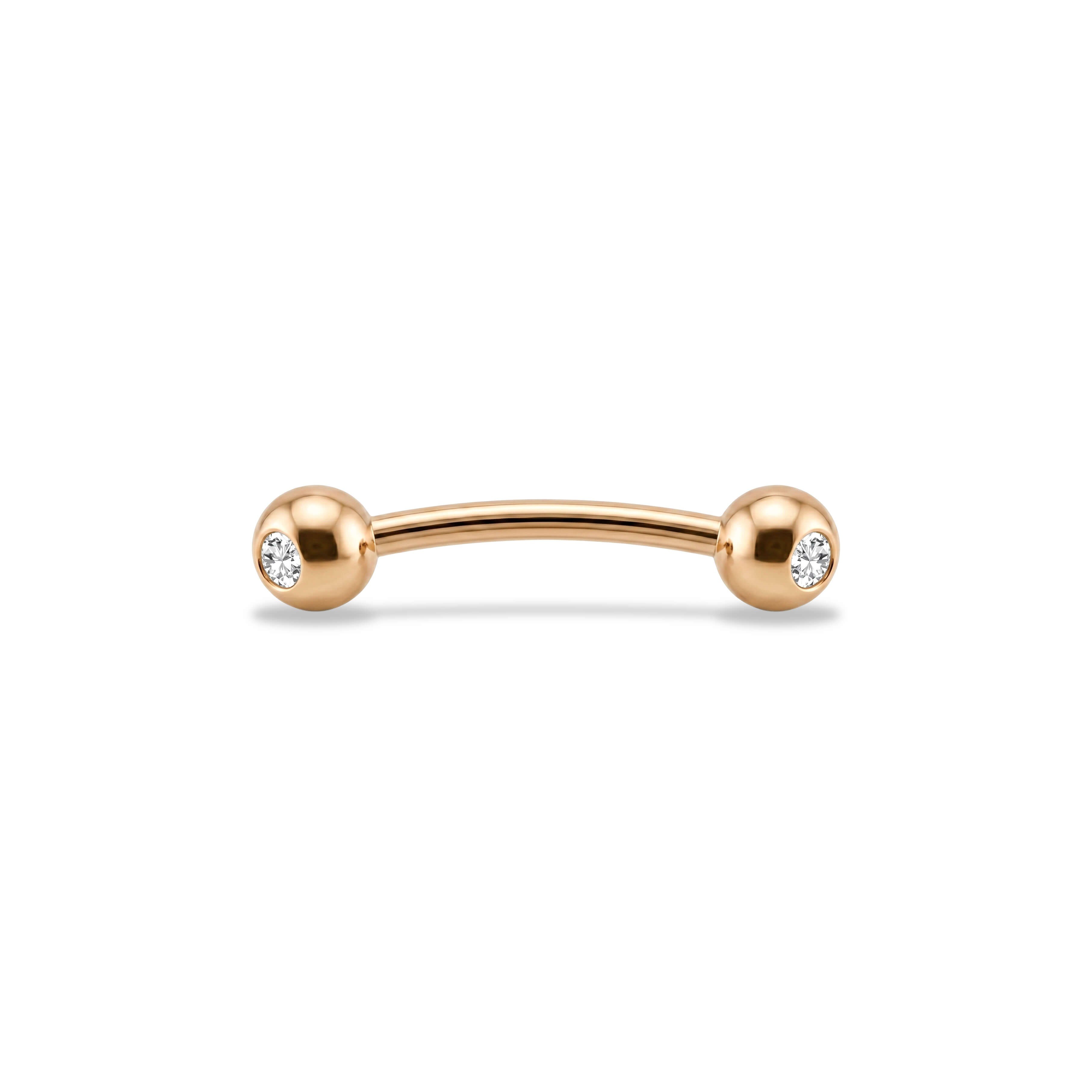 14 Ayar Altın Taşlı Kaş/Rook Piercing - Dianora Piercing