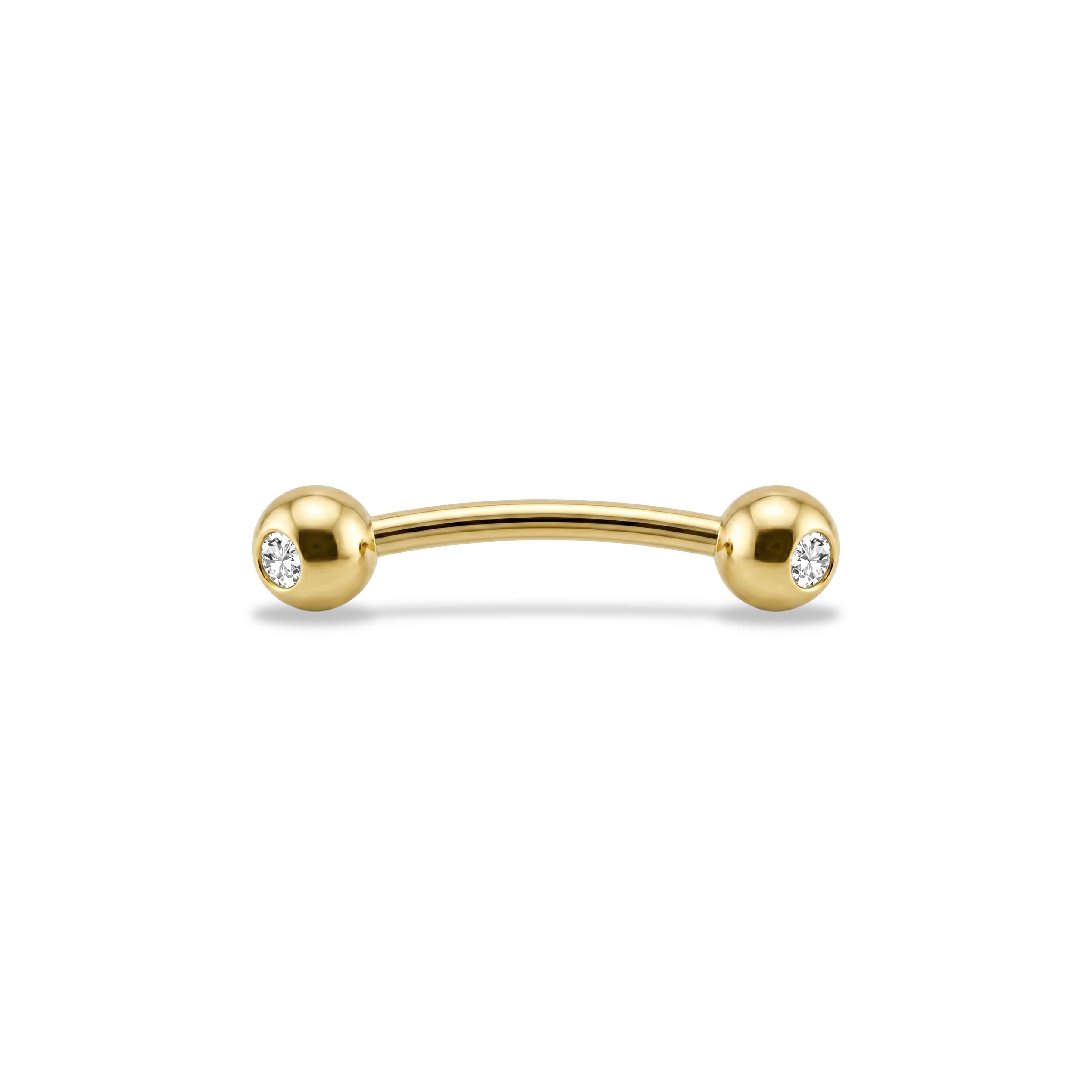 14 Ayar Altın Taşlı Kaş/Rook Piercing - Dianora Piercing