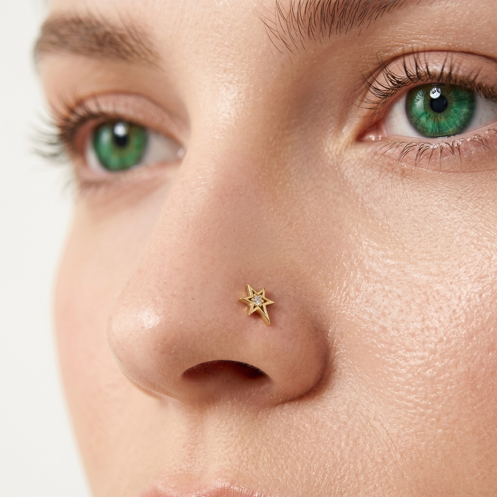 14 Ayar Altın Taşlı Kayan Yıldız Motifli Hızma - Dianora Piercing