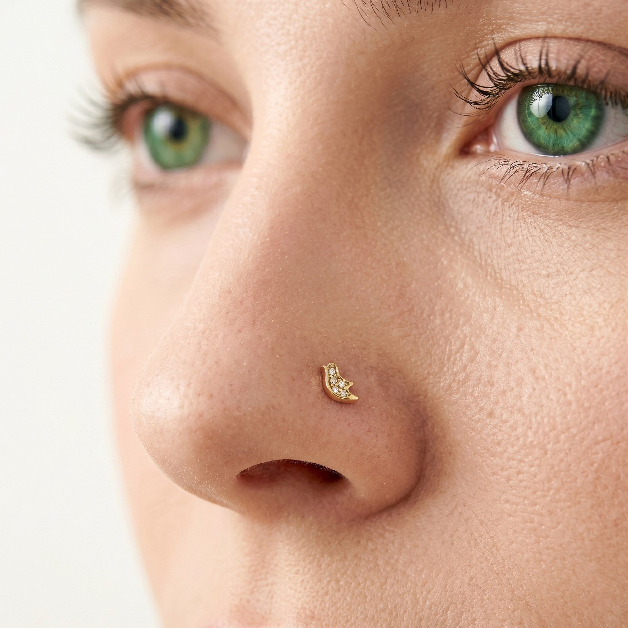 14 Ayar Altın Taşlı Kuş Hızma - Dianora Piercing