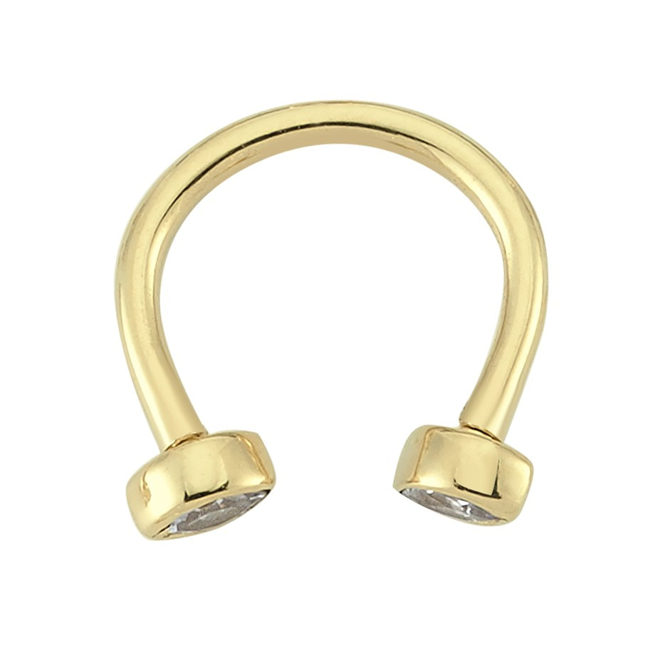 14 Ayar Altın Taşlı Minimal Halka Piercing