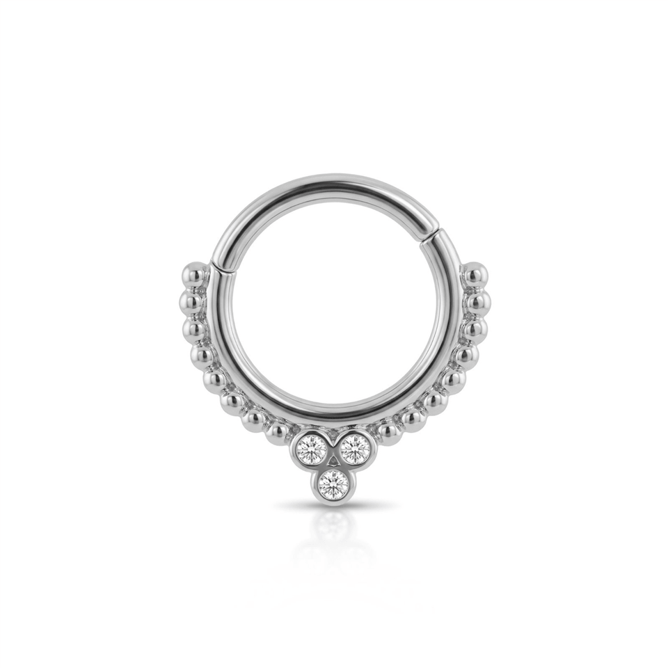 14 Ayar Altın Taşlı Minimal Halka Piercing - Dianora Piercing Jewelry