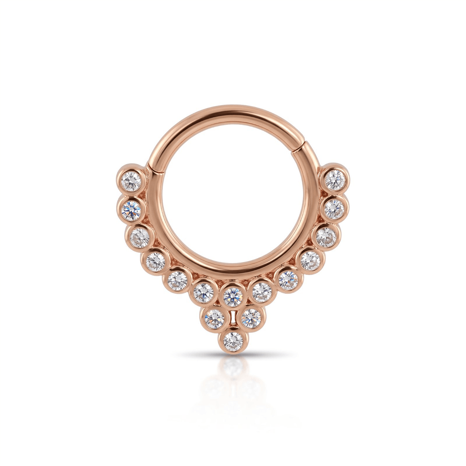 14 Ayar Altın Taşlı Minimal Halka Piercing - Dianora Piercing Jewelry