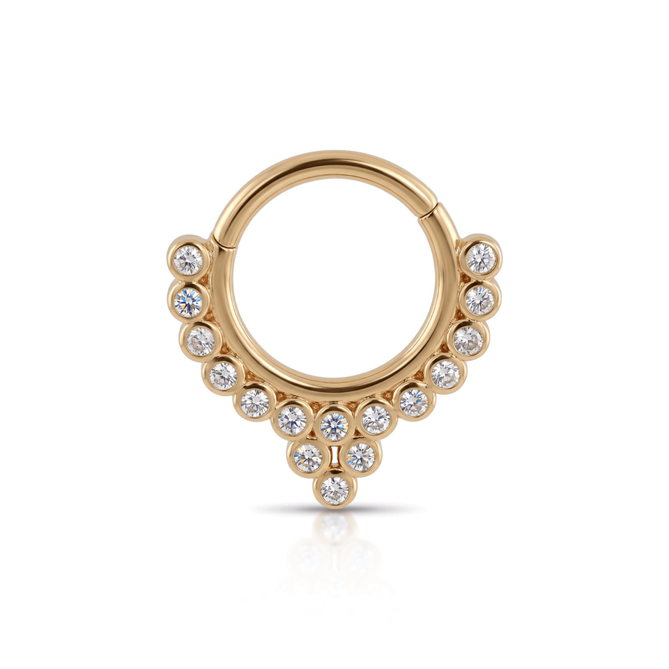 14 Ayar Altın Taşlı Minimal Halka Piercing - Dianora Piercing Jewelry