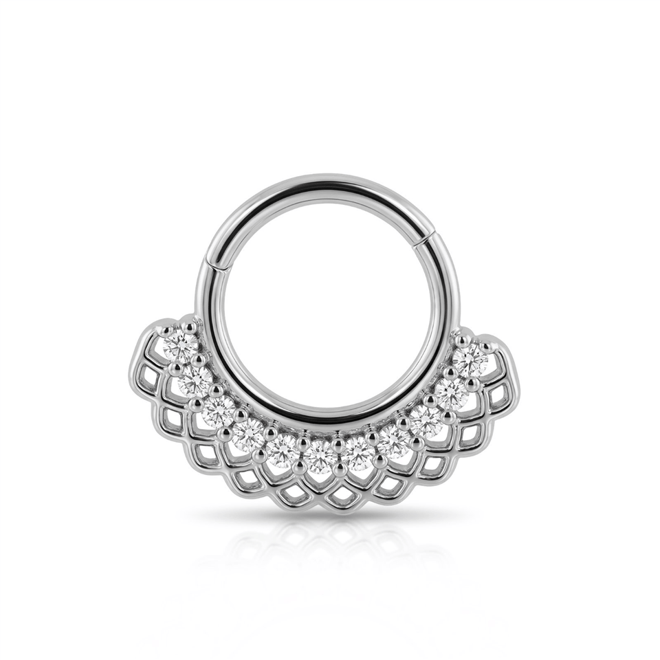 14 Ayar Altın Taşlı Minimal Halka Piercing - Dianora Piercing Jewelry