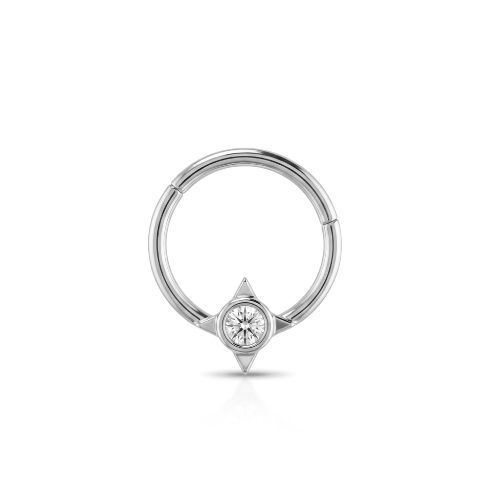 14 Ayar Altın Taşlı Minimal Halka Piercing - Dianora Piercing Jewelry