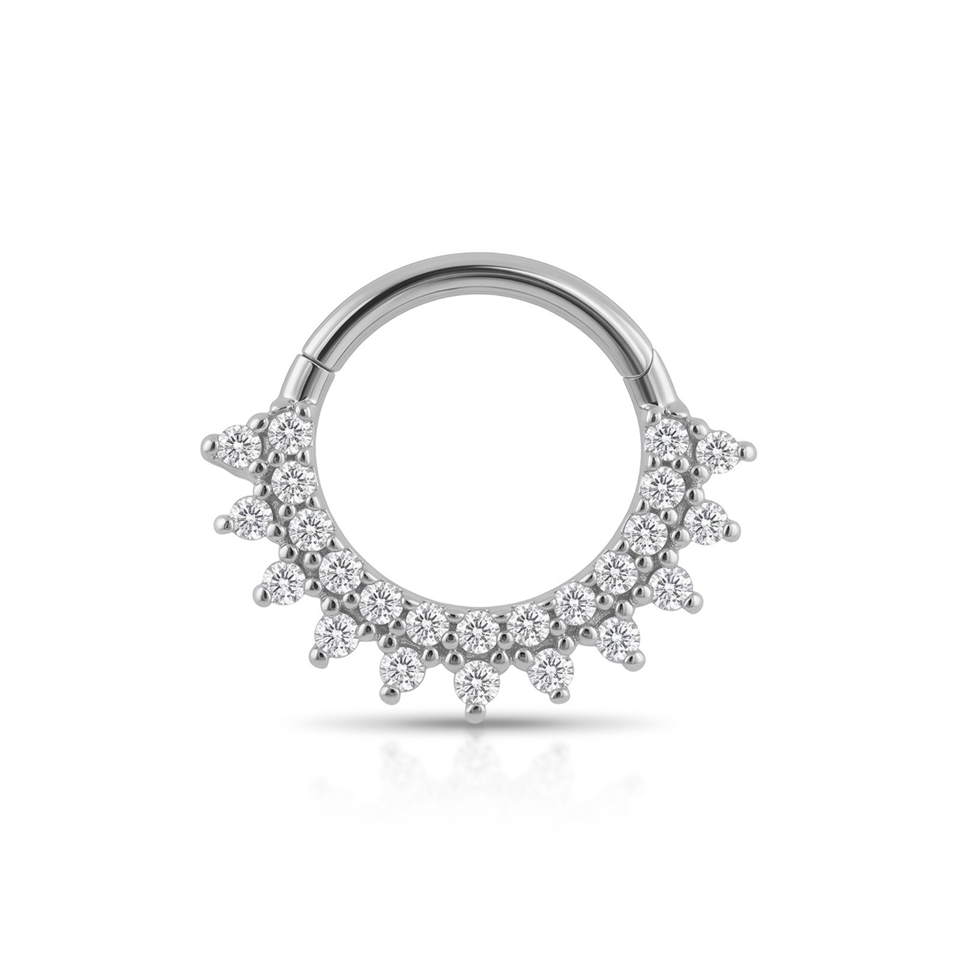 14 Ayar Altın Taşlı Minimal Halka Piercing - Dianora Piercing Jewelry