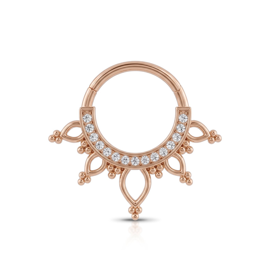 14 Ayar Altın Taşlı Minimal Halka Piercing - Dianora Piercing Jewelry