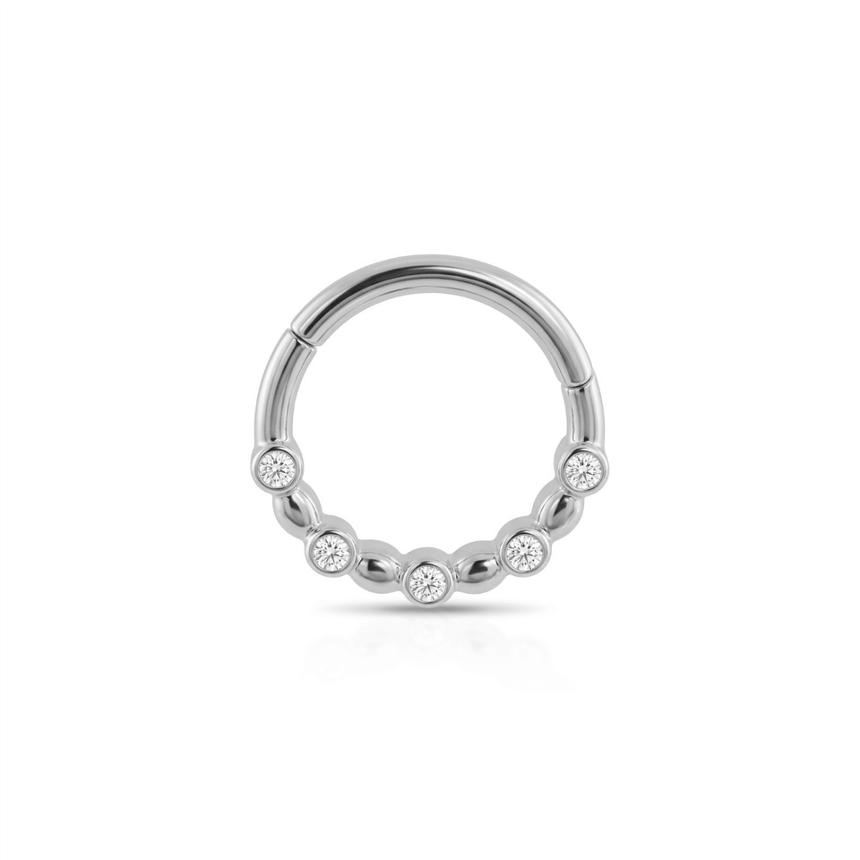 14 Ayar Altın Taşlı Minimal Halka Piercing - Dianora Piercing Jewelry