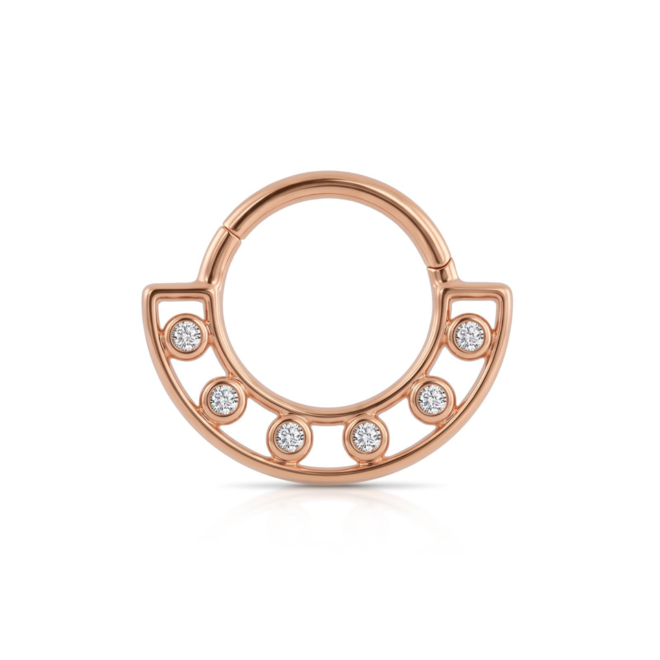 14 Ayar Altın Taşlı Minimal Halka Piercing - Dianora Piercing Jewelry