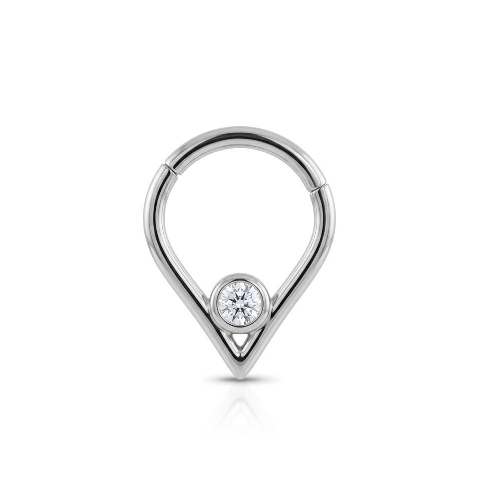 14 Ayar Altın Taşlı Minimal Halka Piercing - Dianora Piercing Jewelry