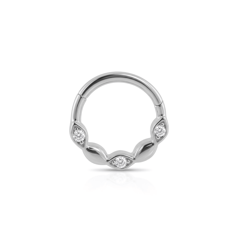 14 Ayar Altın Taşlı Minimal Halka Piercing - Dianora Piercing Jewelry