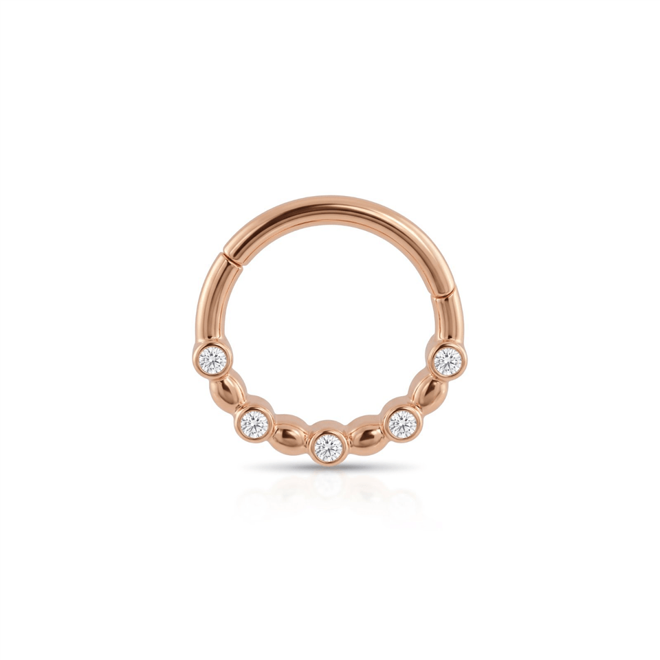 14 Ayar Altın Taşlı Minimal Halka Piercing - Dianora Piercing Jewelry