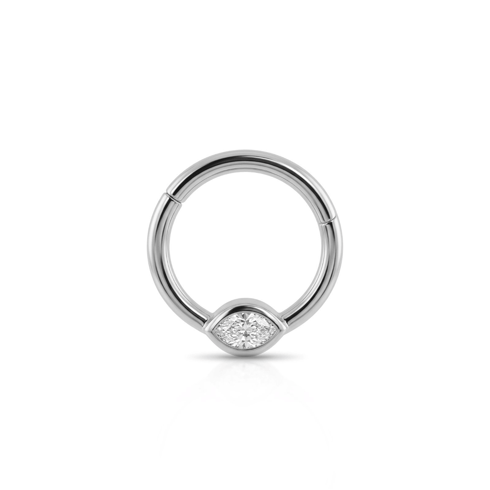 14 Ayar Altın Taşlı Minimal Halka Piercing - Dianora Piercing Jewelry
