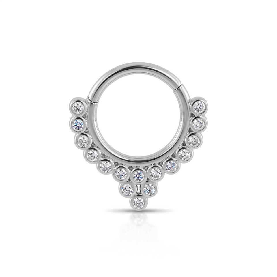 14 Ayar Altın Taşlı Minimal Halka Piercing - Dianora Piercing Jewelry
