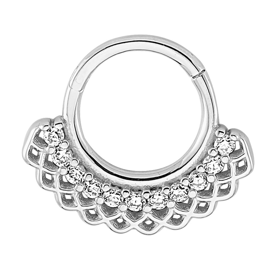 14 Ayar Altın Taşlı Minimal Halka Piercing - Dianora Piercing