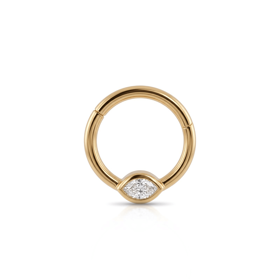 14 Ayar Altın Taşlı Minimal Halka Piercing - Dianora Piercing Jewelry