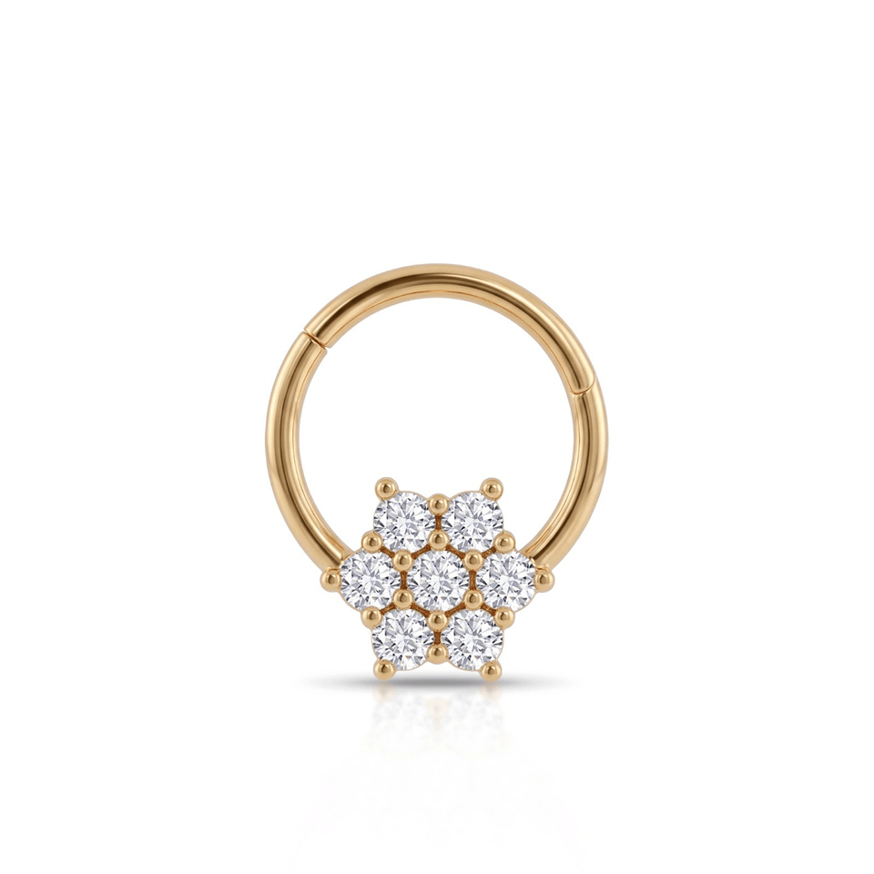 14 Ayar Altın Taşlı Minimal Halka Piercing - Dianora Piercing Jewelry
