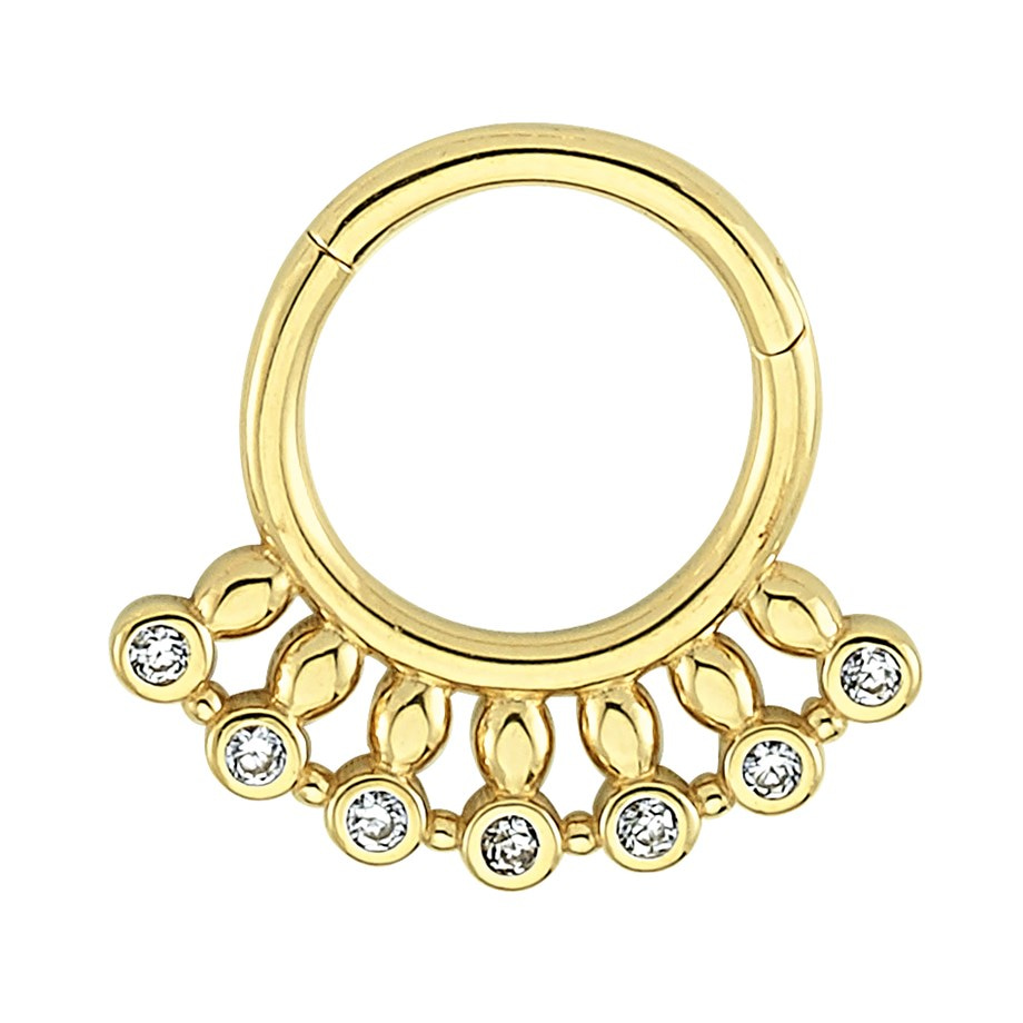 14 Ayar Altın Taşlı Minimal Halka Piercing