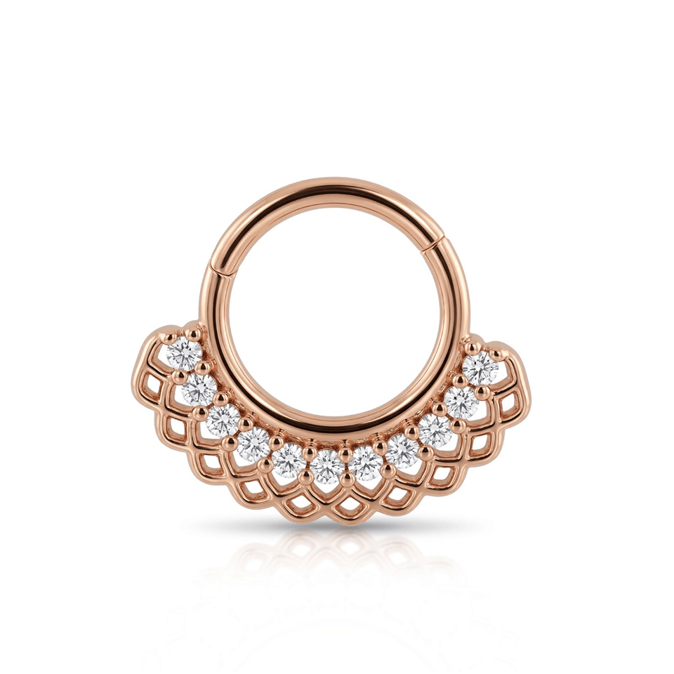 14 Ayar Altın Taşlı Minimal Halka Piercing - Dianora Piercing Jewelry