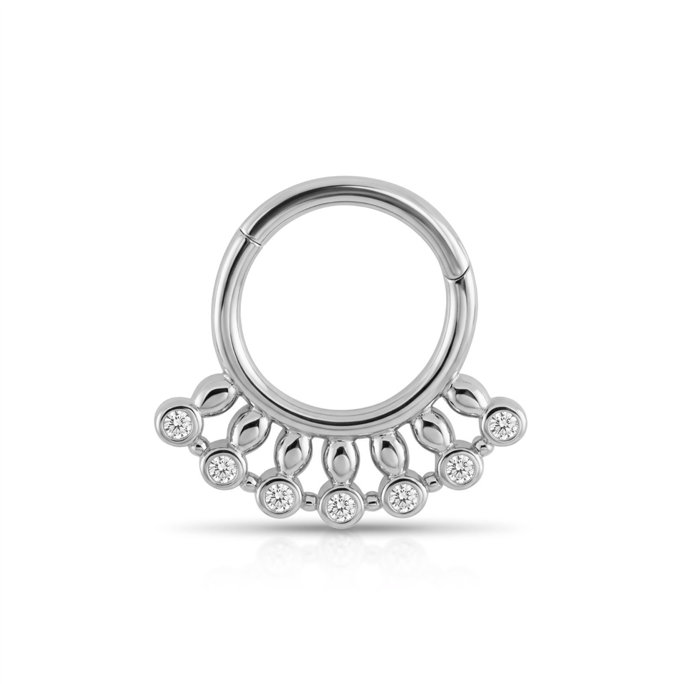 14 Ayar Altın Taşlı Minimal Halka Piercing - Dianora Piercing Jewelry