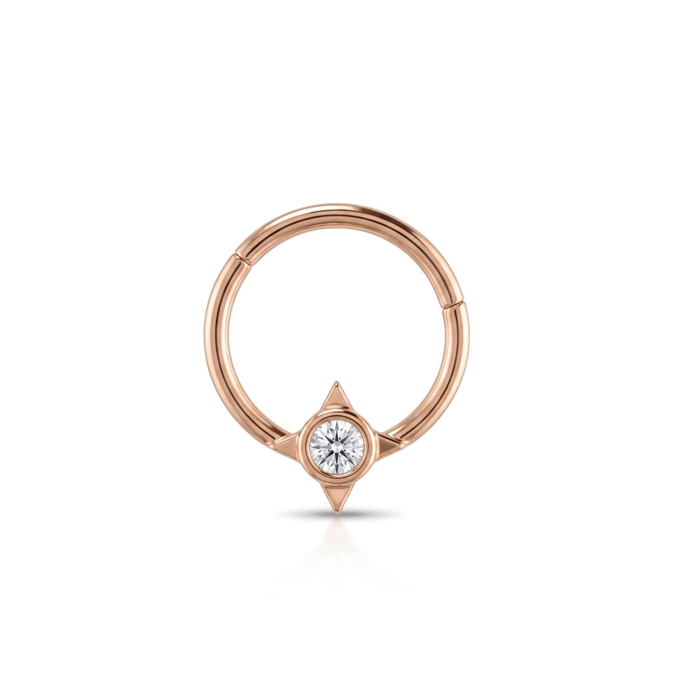 14 Ayar Altın Taşlı Minimal Halka Piercing - Dianora Piercing Jewelry