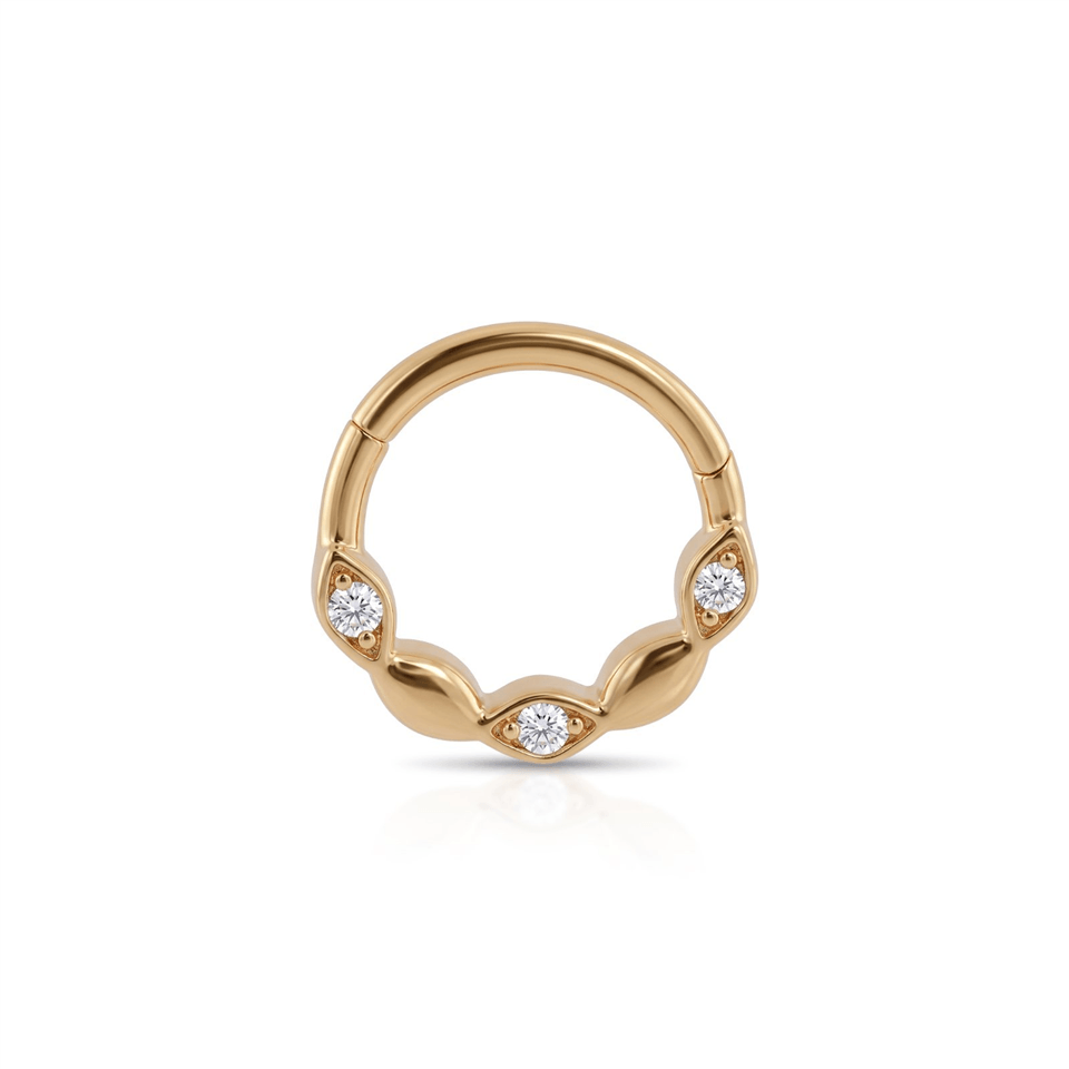 14 Ayar Altın Taşlı Minimal Halka Piercing - Dianora Piercing Jewelry
