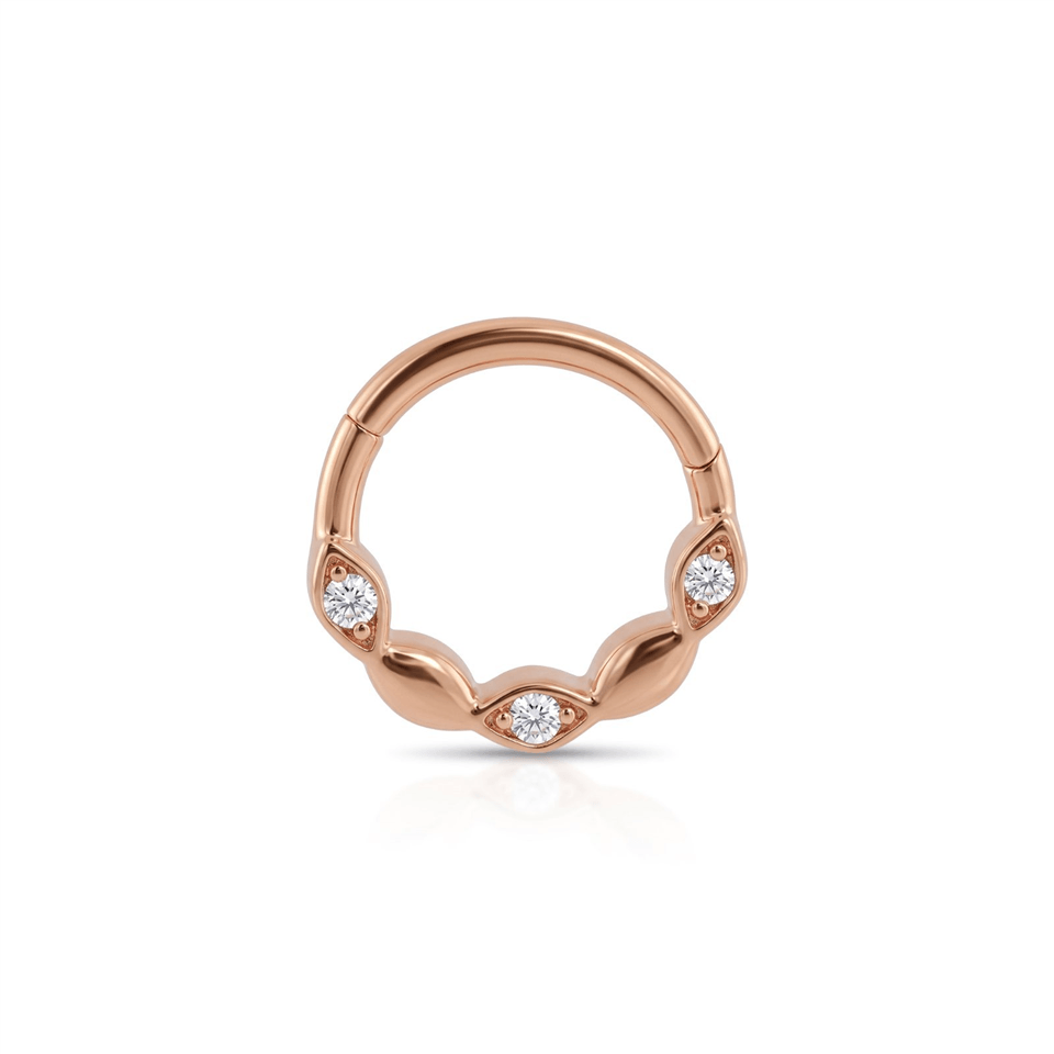 14 Ayar Altın Taşlı Minimal Halka Piercing - Dianora Piercing Jewelry