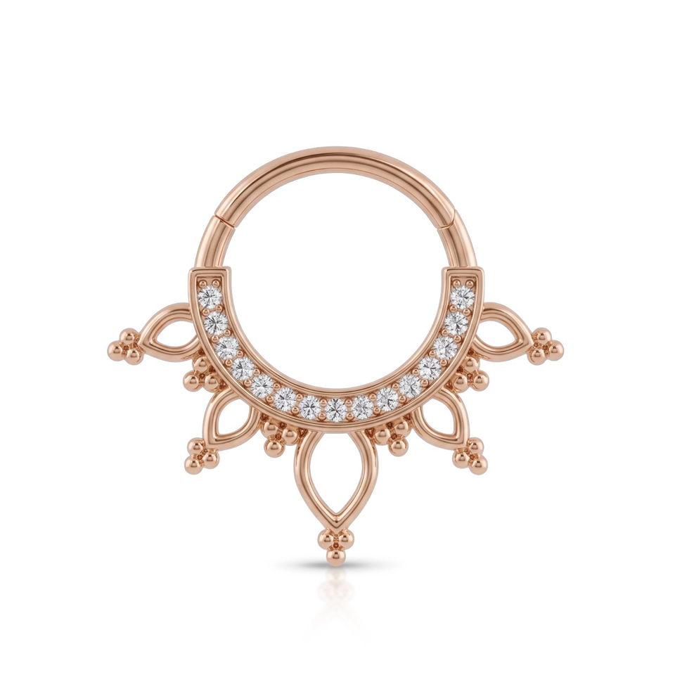 14 Ayar Altın Taşlı Minimal Halka Piercing - Dianora Piercing Jewelry