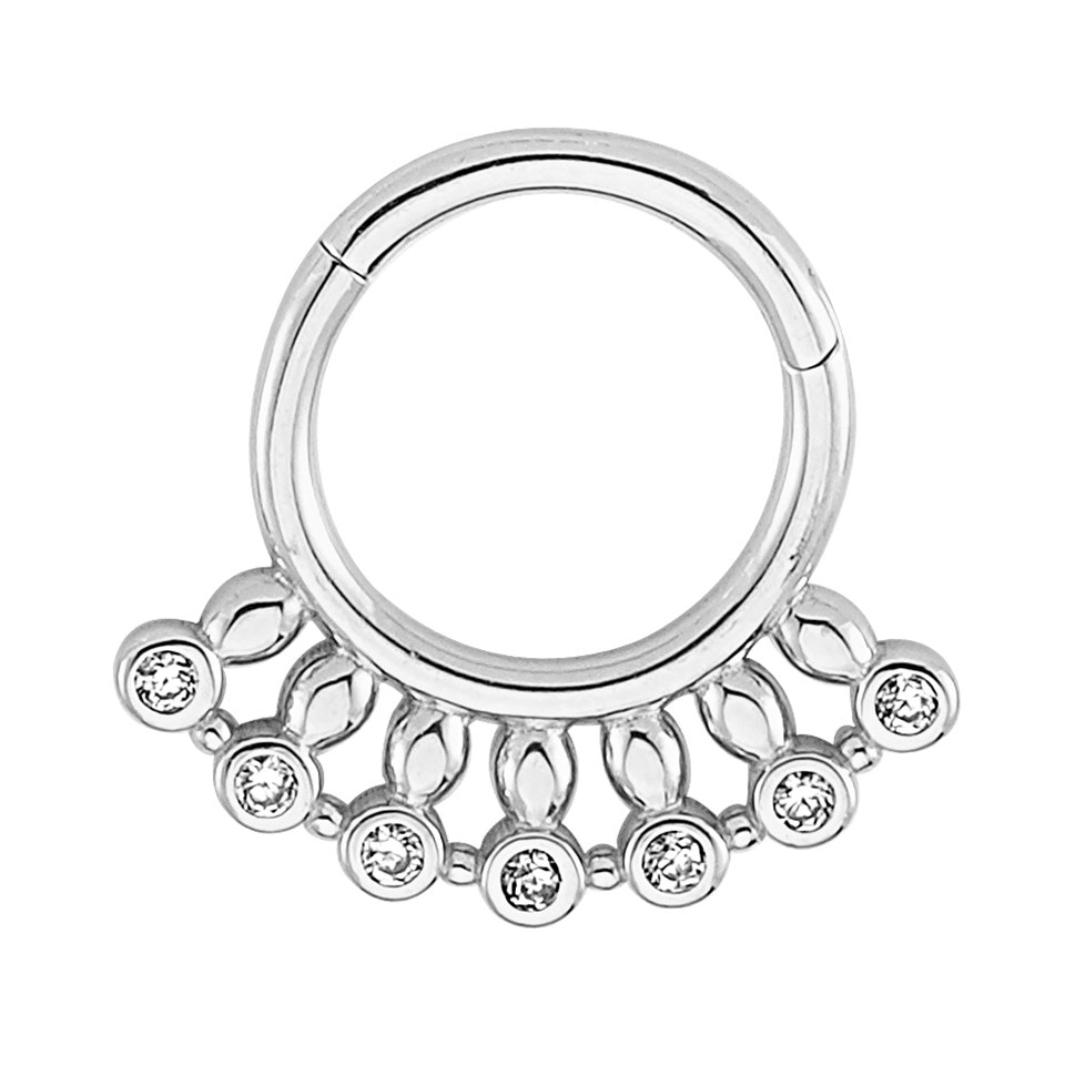 14 Ayar Altın Taşlı Minimal Halka Piercing - Dianora Piercing