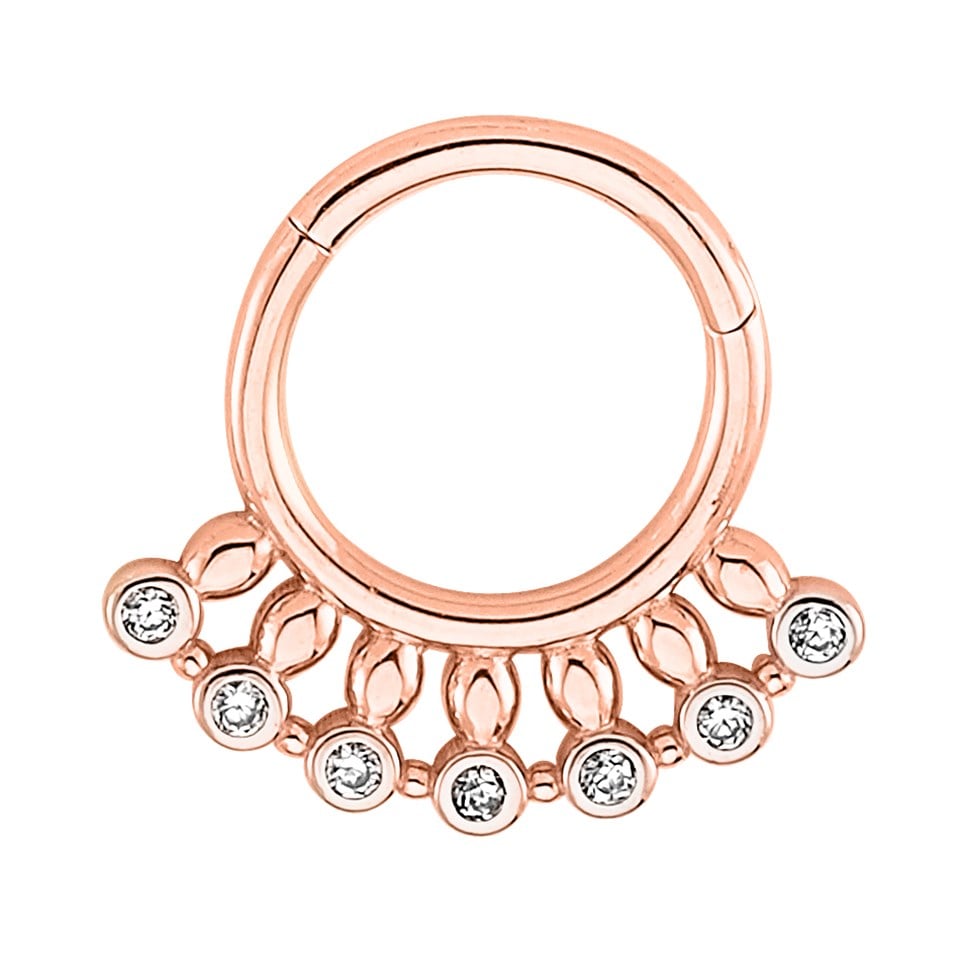 14 Ayar Altın Taşlı Minimal Halka Piercing - Dianora Piercing