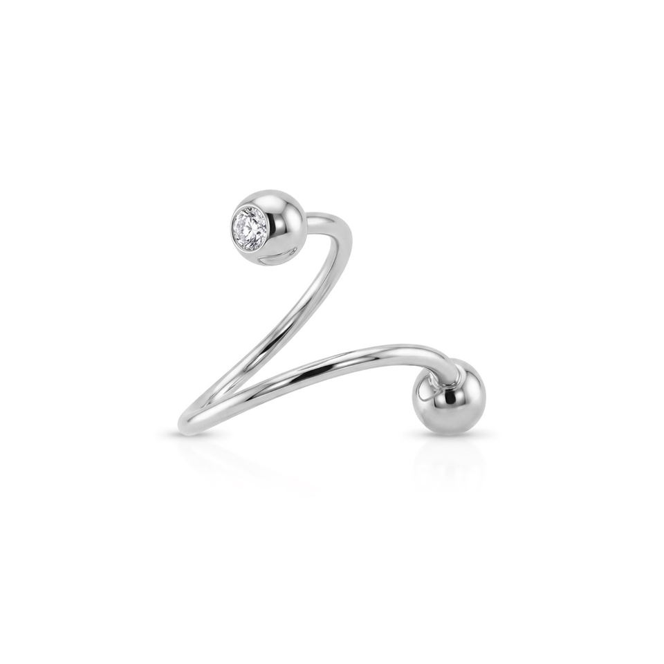 14 Ayar Altın Taşlı Minimal Halka Piercing - Dianora Piercing Jewelry
