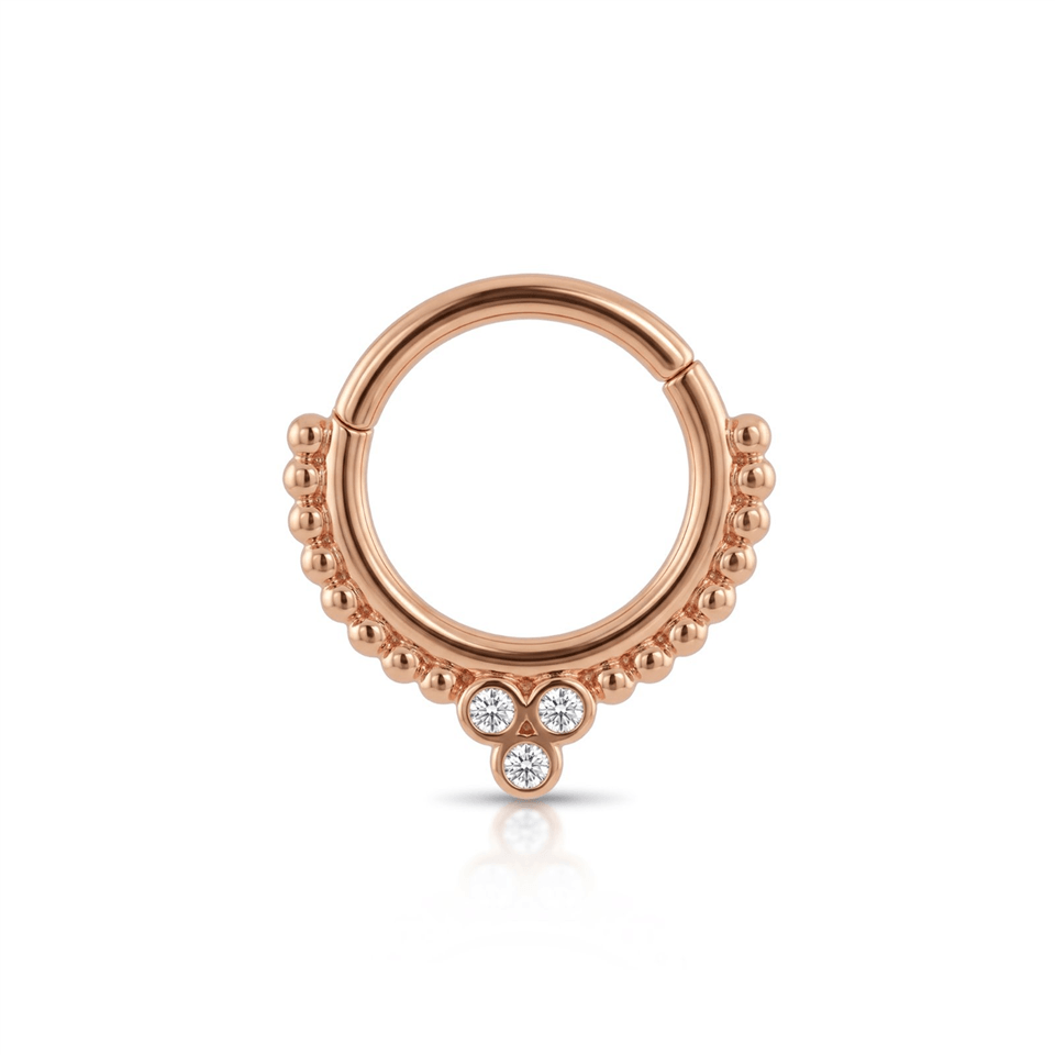 14 Ayar Altın Taşlı Minimal Halka Piercing - Dianora Piercing Jewelry