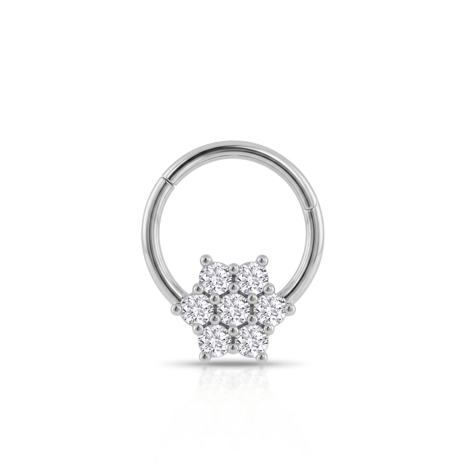 14 Ayar Altın Taşlı Minimal Halka Piercing - Dianora Piercing Jewelry