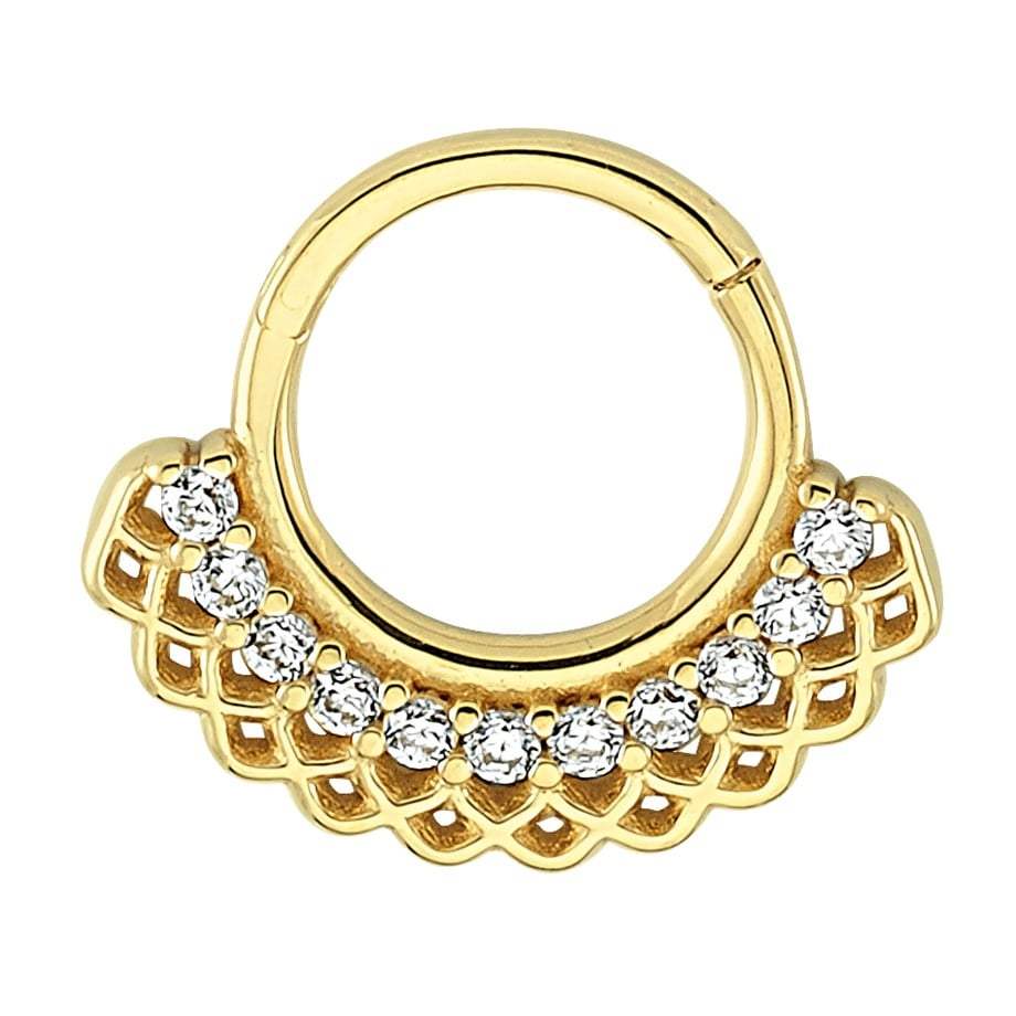 14 Ayar Altın Taşlı Minimal Halka Piercing