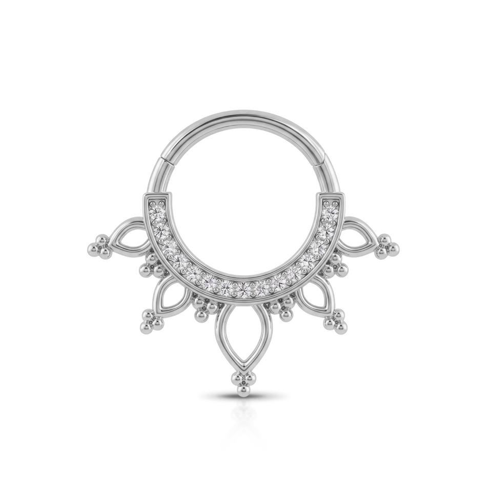 14 Ayar Altın Taşlı Minimal Halka Piercing - Dianora Piercing Jewelry