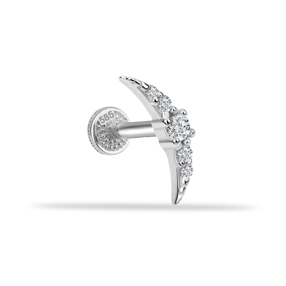 14 Ayar Altın Taşlı Minimal Minimal Tragus Piercing - Dianora Piercing Jewelry
