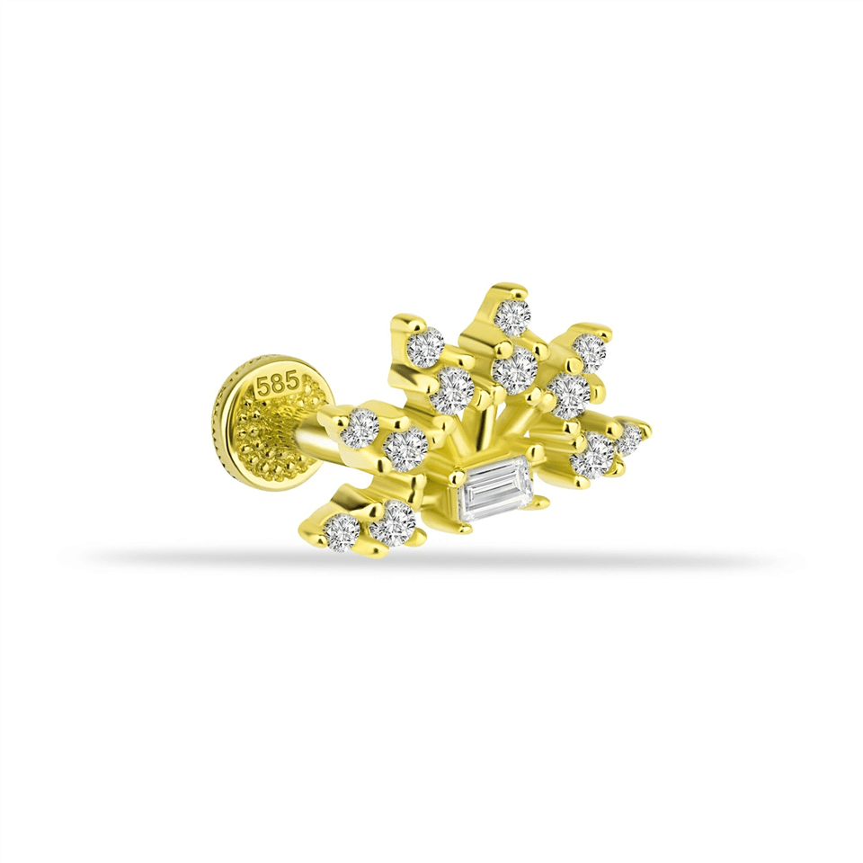 14 Ayar Altın Taşlı Minimal Minimal Tragus Piercing - Dianora Piercing Jewelry