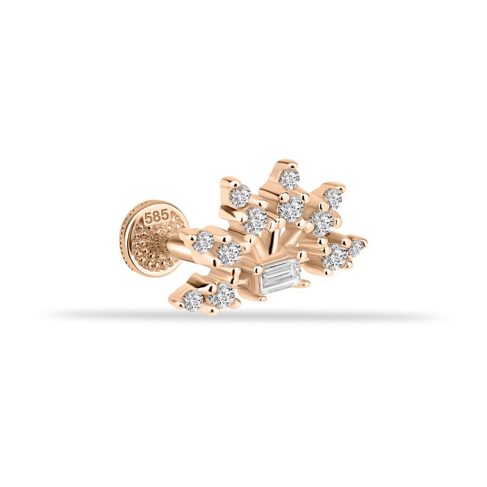 14 Ayar Altın Taşlı Minimal Minimal Tragus Piercing - Dianora Piercing Jewelry