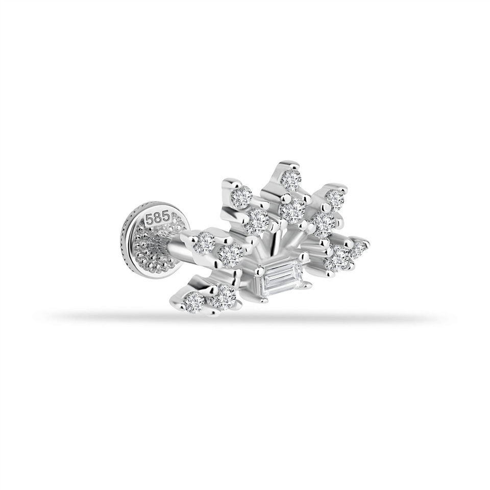14 Ayar Altın Taşlı Minimal Minimal Tragus Piercing - Dianora Piercing Jewelry