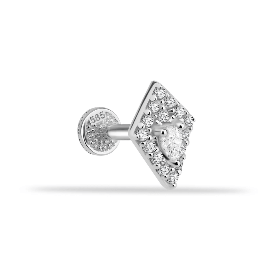 14 Ayar Altın Taşlı Minimal Tragus Piercing - Dianora Piercing Jewelry