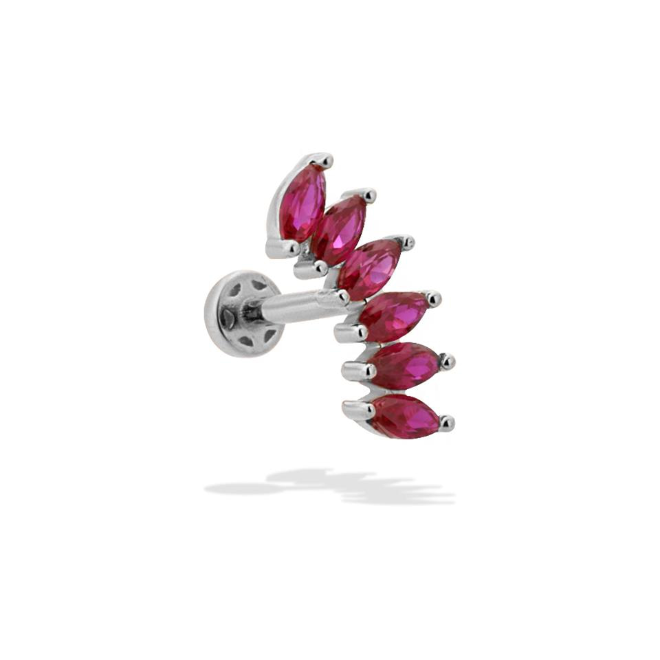 14 Ayar Altın Taşlı Minimal Tragus Piercing