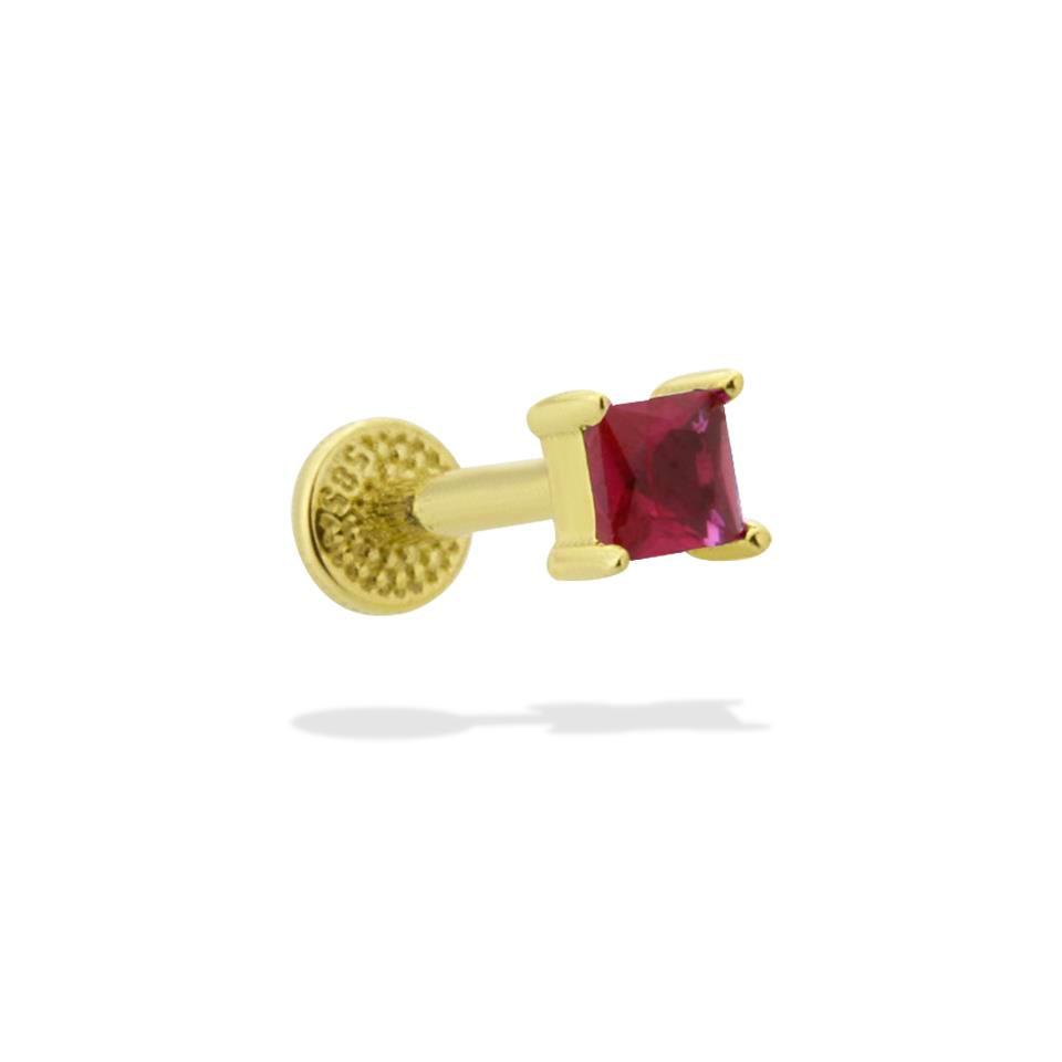 14 Ayar Altın Taşlı Minimal Tragus Piercing