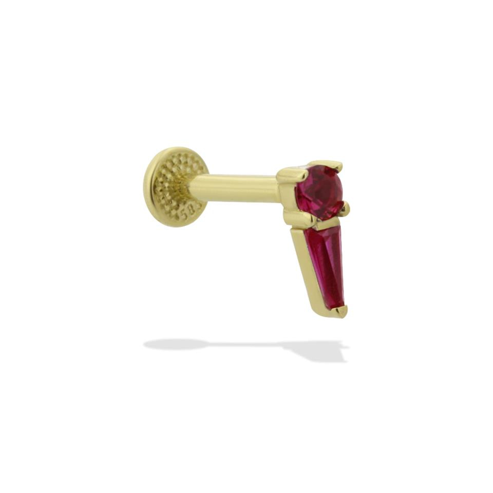14 Ayar Altın Taşlı Minimal Tragus Piercing