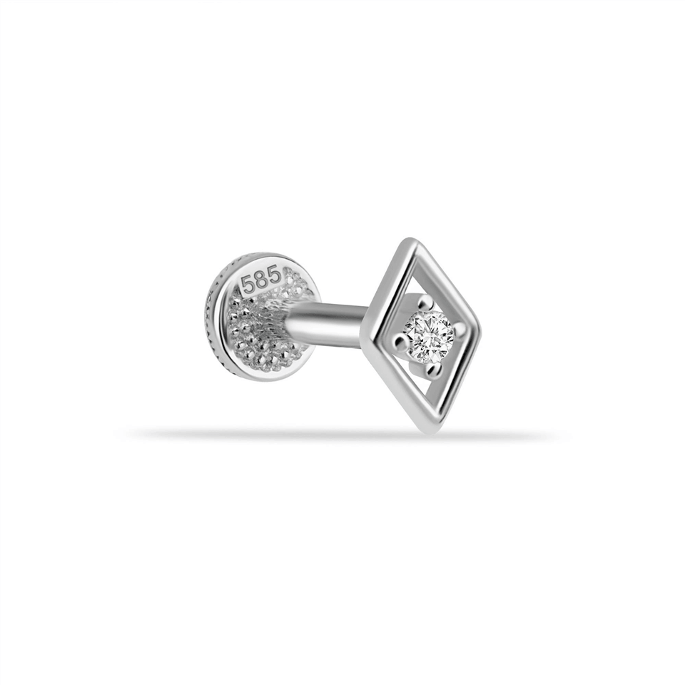 14 Ayar Altın Taşlı Minimal Tragus Piercing - Dianora Piercing Jewelry