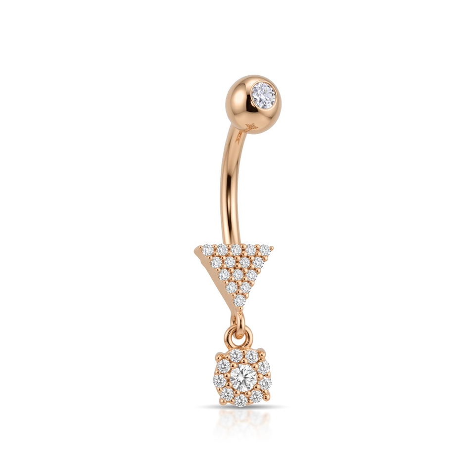 14 Ayar Altın Taşlı Sallantılı Göbek Piercing - Dianora Piercing Jewelry